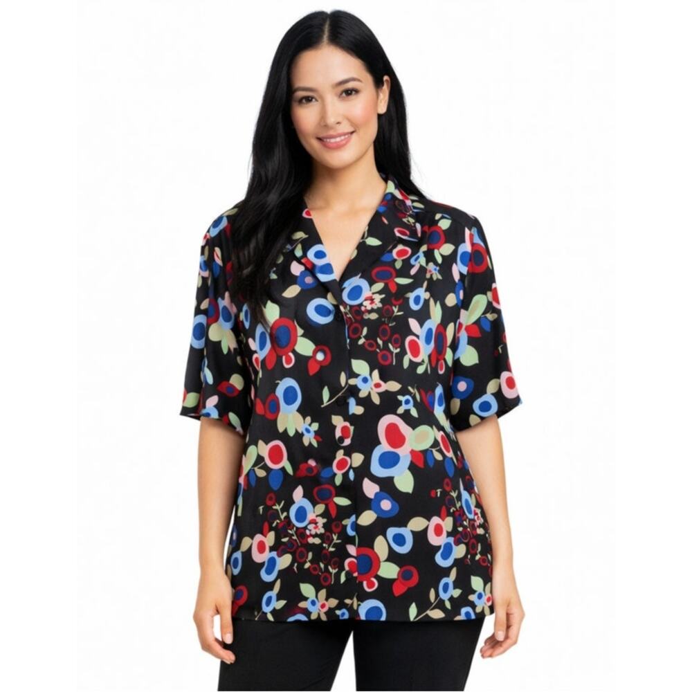 DONNKENNY Women's Dressy Blouse 3XL Polyester Floral Business Casual Office